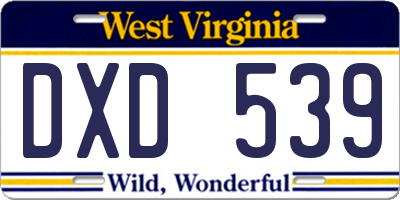 WV license plate DXD539