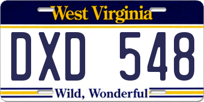 WV license plate DXD548