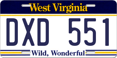 WV license plate DXD551