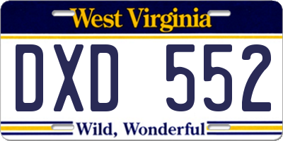 WV license plate DXD552