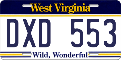 WV license plate DXD553