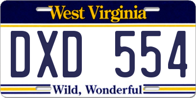 WV license plate DXD554