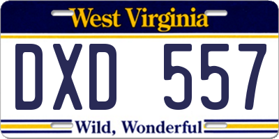 WV license plate DXD557