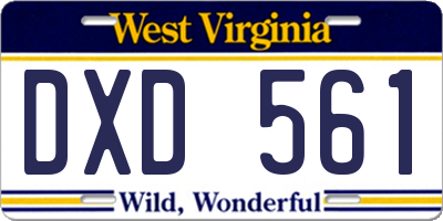 WV license plate DXD561