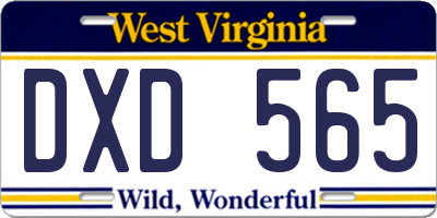WV license plate DXD565