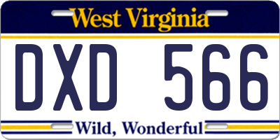 WV license plate DXD566