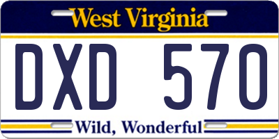 WV license plate DXD570