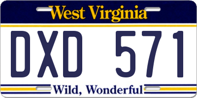 WV license plate DXD571
