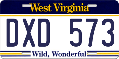 WV license plate DXD573
