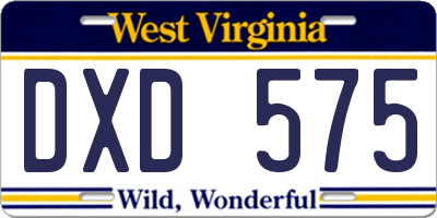 WV license plate DXD575
