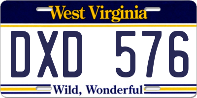 WV license plate DXD576