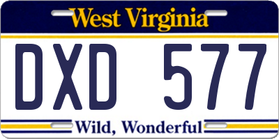 WV license plate DXD577