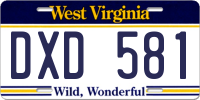 WV license plate DXD581