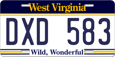WV license plate DXD583