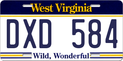 WV license plate DXD584