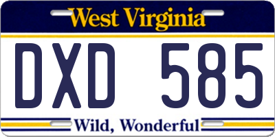 WV license plate DXD585