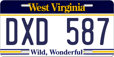WV license plate DXD587