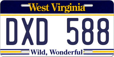 WV license plate DXD588