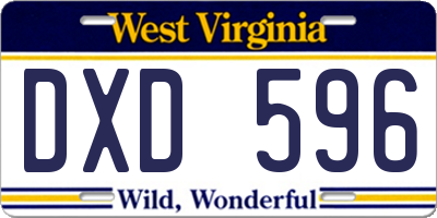 WV license plate DXD596