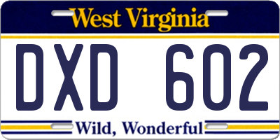 WV license plate DXD602
