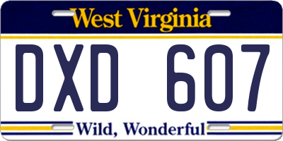 WV license plate DXD607