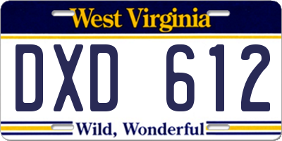 WV license plate DXD612