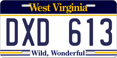 WV license plate DXD613