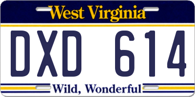 WV license plate DXD614
