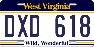 WV license plate DXD618