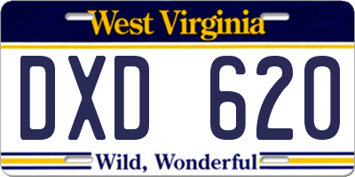 WV license plate DXD620
