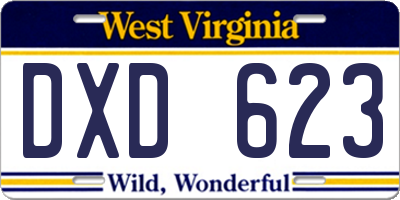 WV license plate DXD623
