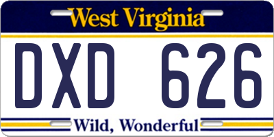 WV license plate DXD626