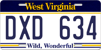 WV license plate DXD634