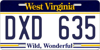 WV license plate DXD635