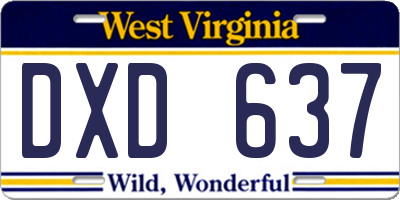 WV license plate DXD637