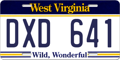 WV license plate DXD641