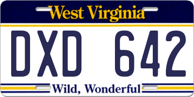 WV license plate DXD642