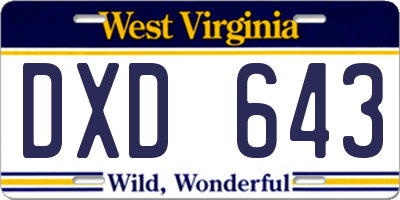 WV license plate DXD643