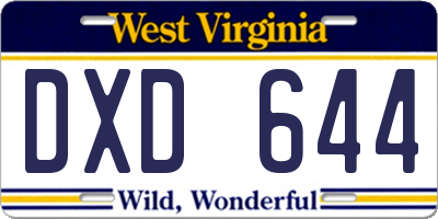 WV license plate DXD644