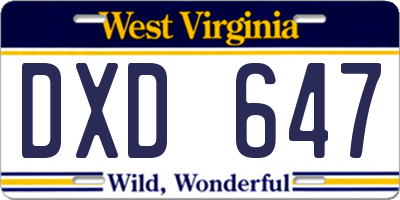 WV license plate DXD647