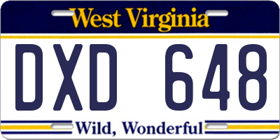 WV license plate DXD648