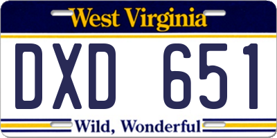 WV license plate DXD651
