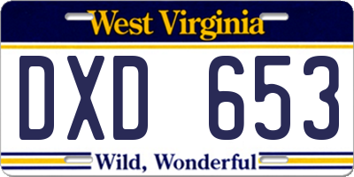 WV license plate DXD653