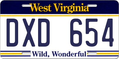 WV license plate DXD654