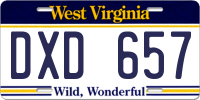 WV license plate DXD657