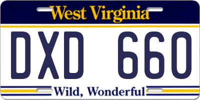 WV license plate DXD660