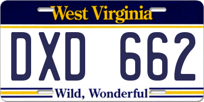 WV license plate DXD662