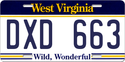 WV license plate DXD663