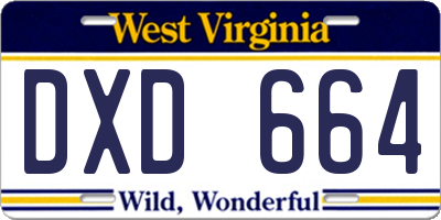 WV license plate DXD664