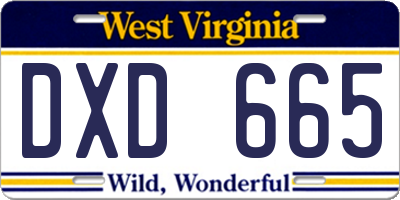 WV license plate DXD665